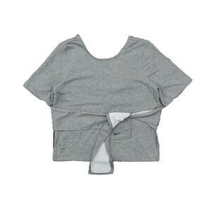 Nike Women's Size M Pullover Sweater Gray Short Sleeve Polyester Crew Neck Solid
